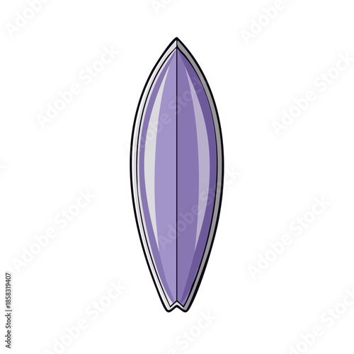Single Purple Surfboard Illustration: Summer Water Sport Equipment for Surfing Leisure
