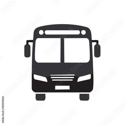 Front View of a Black Bus Simple Graphic Design Represents Transportation and Public Transit Services