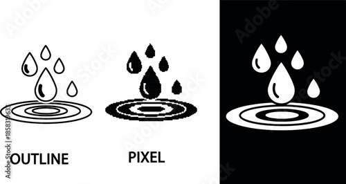 Flat Vector Water Drop Icon Set Design For User Interface Elements
