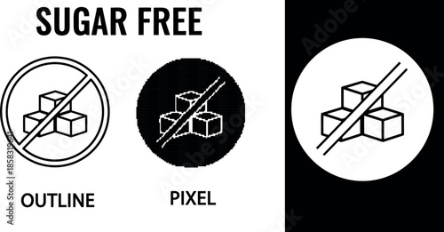 No Sugar Symbol Vector Illustration Of Crossed Out Sugar Cubes Icon