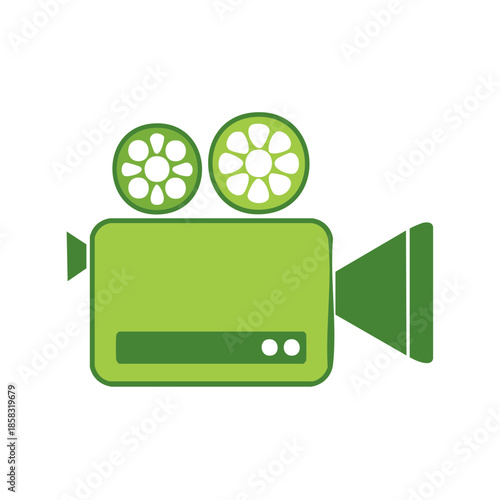 Vintage Style Green Movie Camera Icon for Filmmaking Concepts and Creative Media Projects