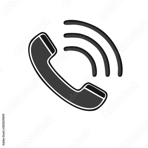 Ringing Telephone Handset Icon for Communication Connectivity and Telecommunications