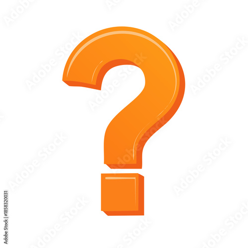 Bold Orange Question Mark Isolated on White Background Symbolizing Uncertainty and Inquiry