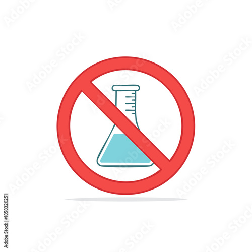 Prohibition sign with flask chemical glassware experiment forbidden symbol