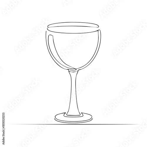 Elegant minimal wine glass illustration, single line art, drink concept, wine tasting design, beverage glassware
