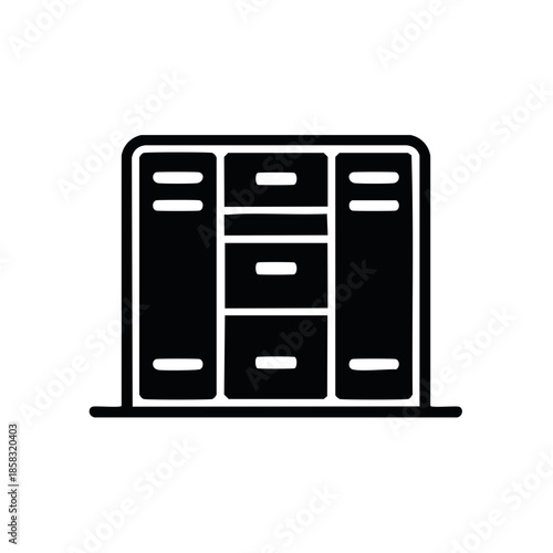 Storage Cabinet Silhouette Vector Illustration: Office Organization and Home Decor