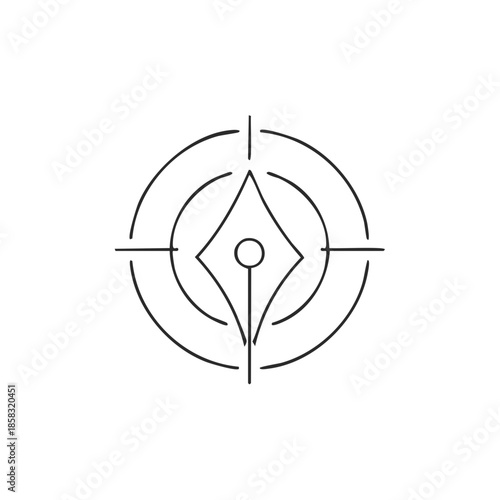Abstract Pen Nib and Target Design for Writing, Blogging and Content Creation Goals in Graphic Style