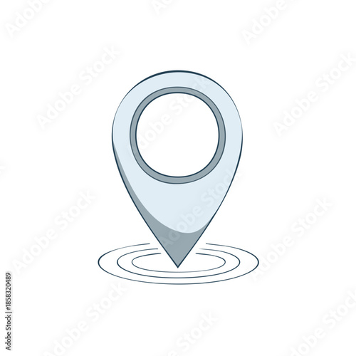 Simple location pin pointer graphic for maps or navigation applications with target area