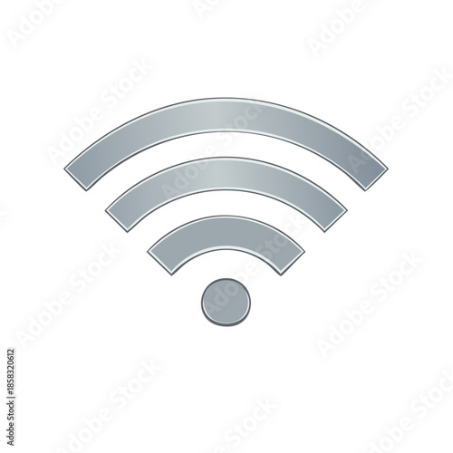 Silver Wi-Fi Symbol Icon for Wireless Internet Connectivity Technology