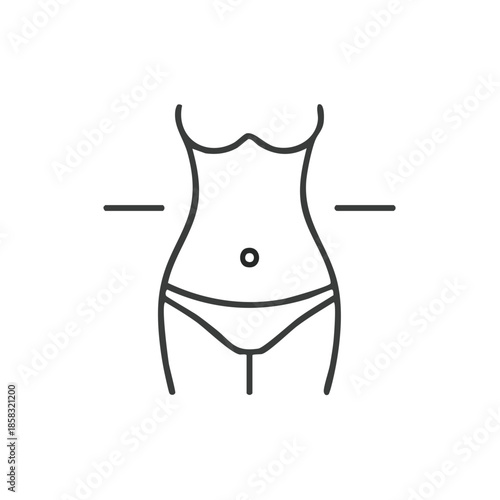 Outline of female body waist and measurement illustration thin line icon for Adobe Stock