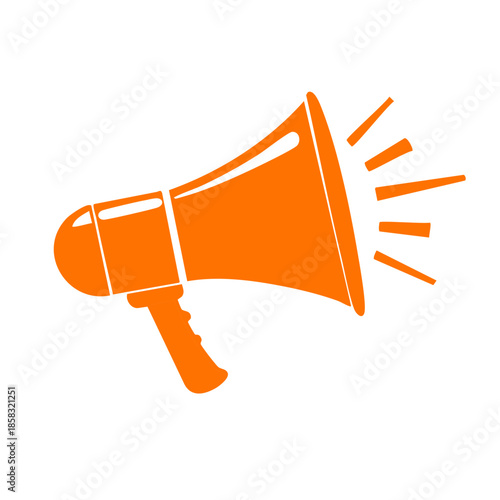 Orange Megaphone Loudspeaker Icon Communication Equipment Announce Concept
