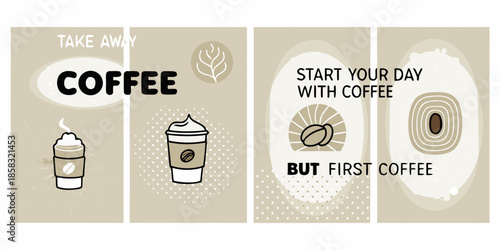 Coffee themed graphic design collection for social media or advertising purposes
