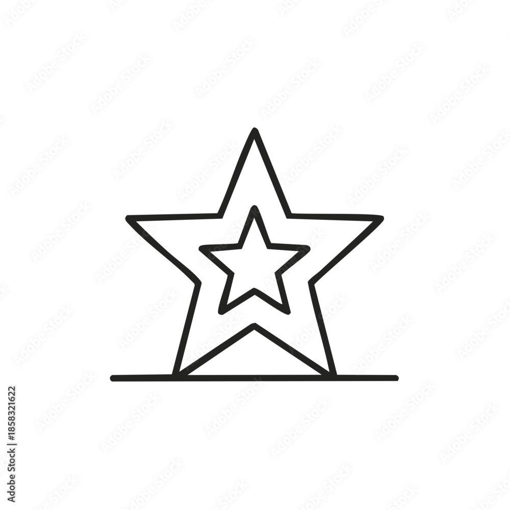 Fototapeta premium Star icon with inner star and line - outline design for logo, graphic element, vector