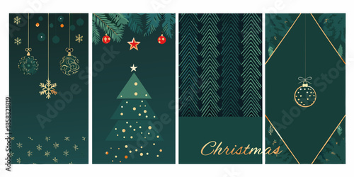 Elegant christmas themed background patterns with ornaments and festive designs