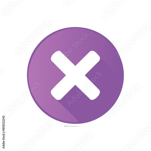White cross symbol inside a purple circle button indicating close or cancel option