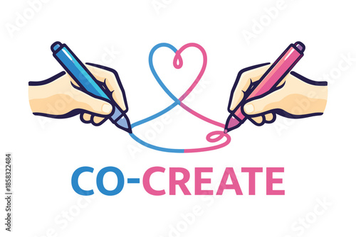 Co creation illustration, collaboration and shared creativity