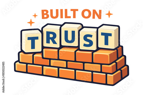 Trust foundation illustration, strong base built on reliability