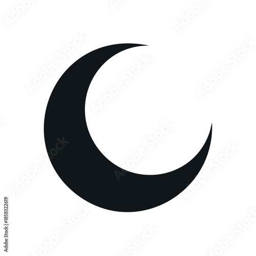 Crescent Moon Shape Isolated in Black and White for Astrological, Spiritual, or Ramadan Theme