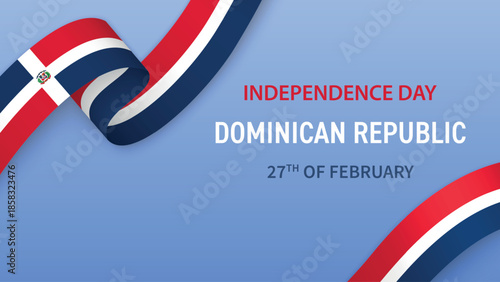 Dominican Republic Independence Day Ribbon Celebration Banner Design