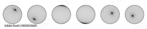 set of sphere wireframe. vector illustration