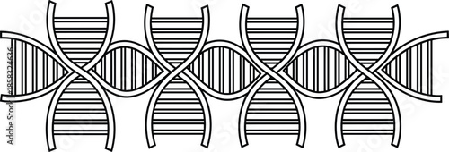 DNA double helix pattern, genetic structure design, molecular biology wave, science genome graphic set - flat vector illustration