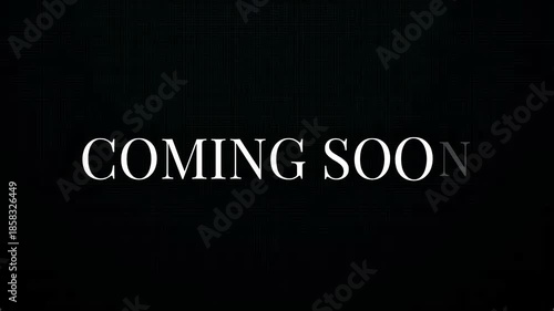 COMING SOON Distorted Text Failure Effect Playfair Display Font tilted 4K animation black background