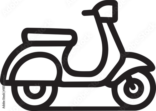 An artistic line drawing captures the elegance of a classic motor scooter, perfectly embodying the spirit of leisurely travel and timeless design.
