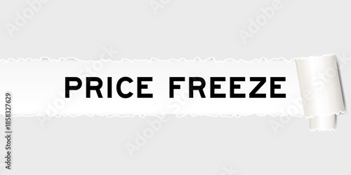 Ripped gray paper background that have word price freeze under torn part