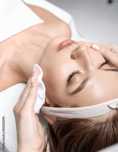 Woman receiving professional facial treatment at a spa.