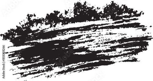 Grunge black ink streak on white paper. Unique texture set for modern design, included as a vector illustration.