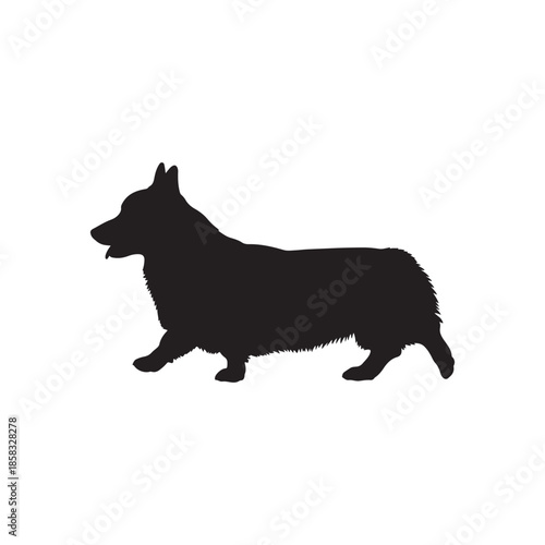Pembroke welsh corgi silhouette vector flat illustration design. 
