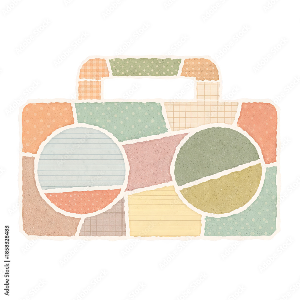 Fototapeta premium Boombox shape paper collage illustration