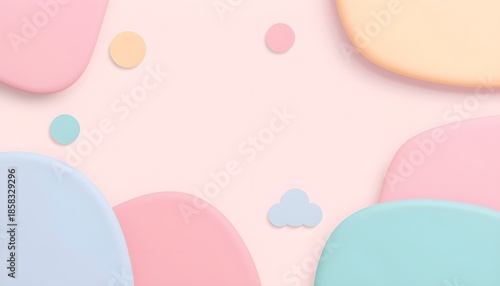 Abstract pastel background with soft shapes and forms, a modern and minimal design. A playful aesthetic with pastel color palette, ideal for adding a touch of elegance to any project.