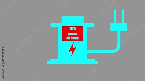 Machine oil pump Digital Countdown 0% to 20% animation. on white background....