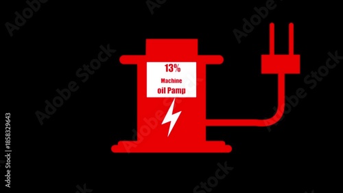 Machine oil pump Digital Countdown 0% to 25% animation. on black background....