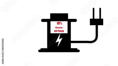 Machine oil pump Digital Countdown 0% to 35% animation. on white background....