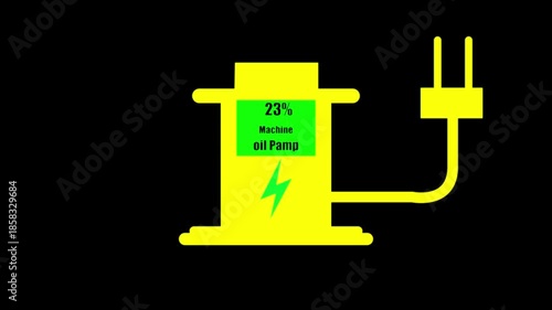 Machine oil pump Digital Countdown 0% to 45% animation. on black background....