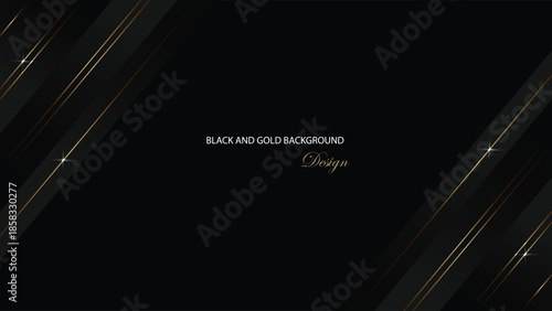 Abstract background vector design. Black background with shape and line decoration. Suit for banner, backdrop, award, billboard and others