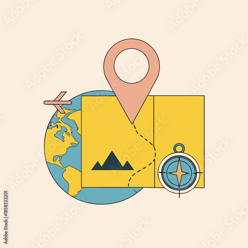 Travel Map Pin Adventure Logo for Location and Destination Marking