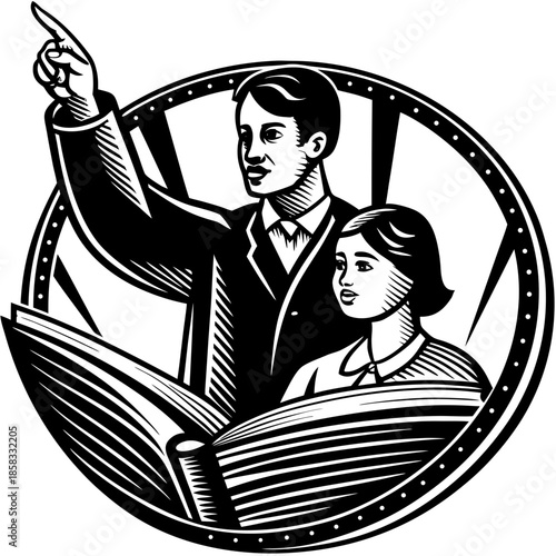 Teacher Guiding Student Educational Mentorship Icon