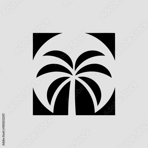 Tropical Palm Tree Symbol for Summer Vacation and Island Travel