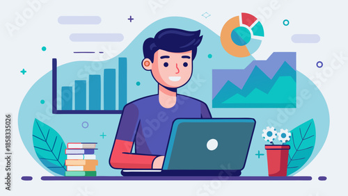 Young professional analyzing data Vector