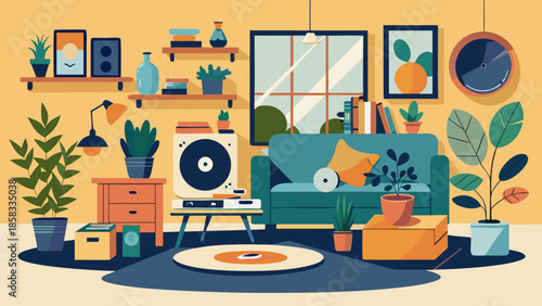 Cozy living room with modern decor Vector