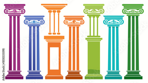 Colorful classical columns Vector
