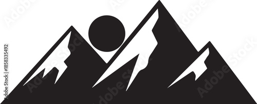 Simple black and white mountain landscape logo design concept