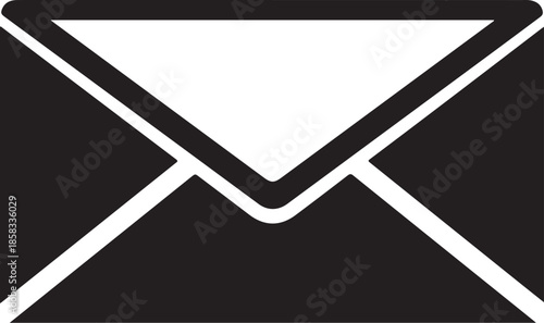 Simple black and white closed envelope icon vector graphic design
