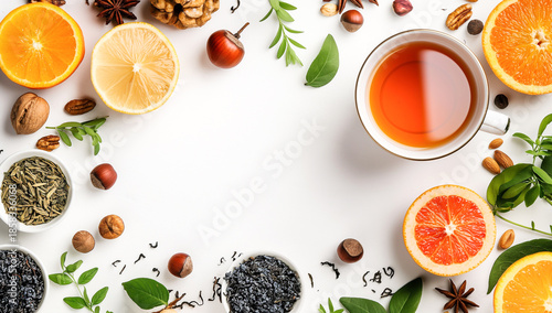 Fresh ingredients for a healthy tea
