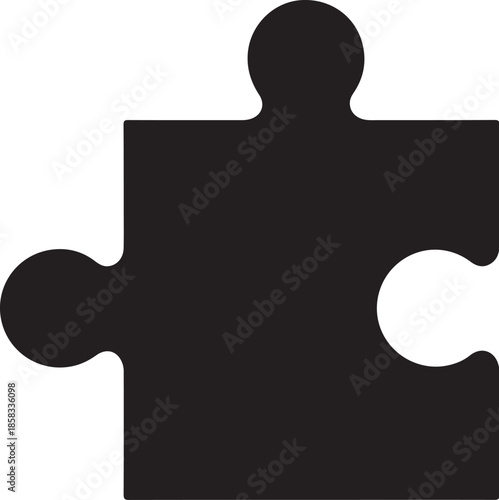 Single black silhouette puzzle piece missing one key interlocking connection