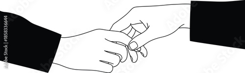 Two hands holding together in romantic love moment