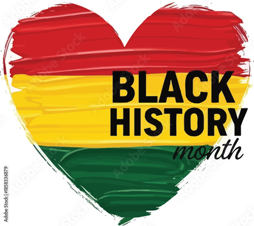 Black history month inspirational banner with bold typography and cultural symbols